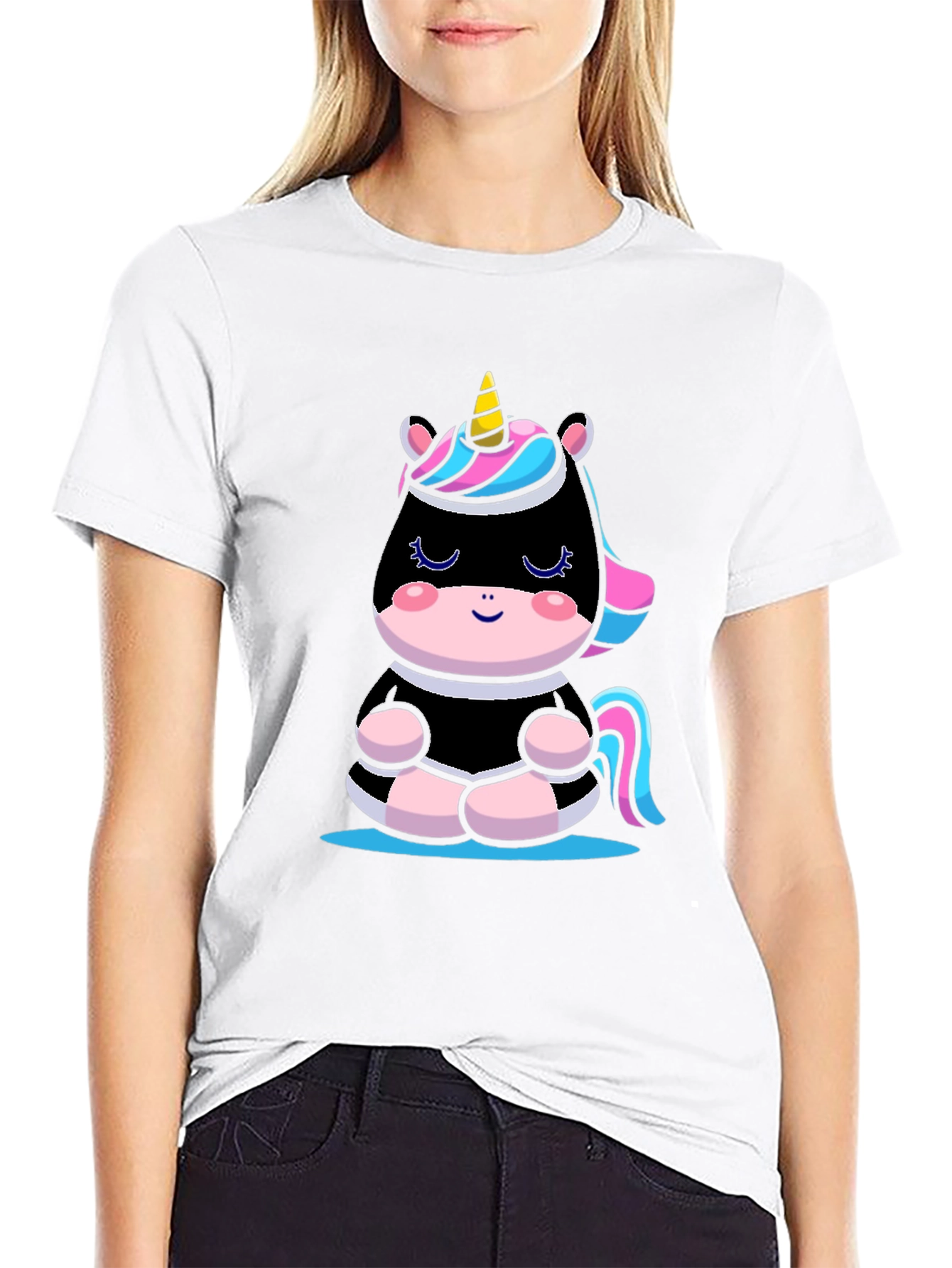 Meditating Unicorn T-Shirt - Black