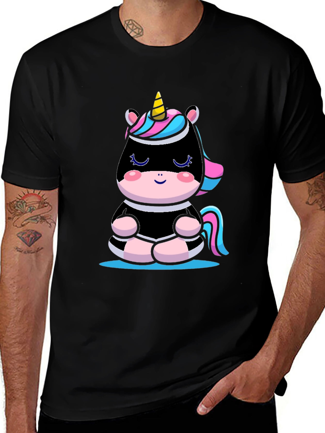 Meditating Unicorn T-Shirt - Black
