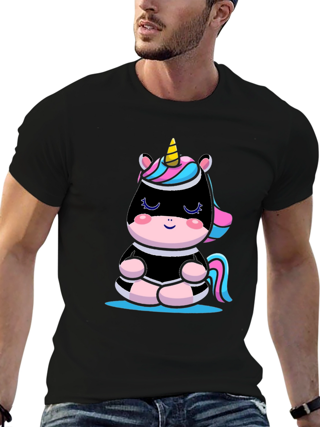 Meditating Unicorn T-Shirt - Black