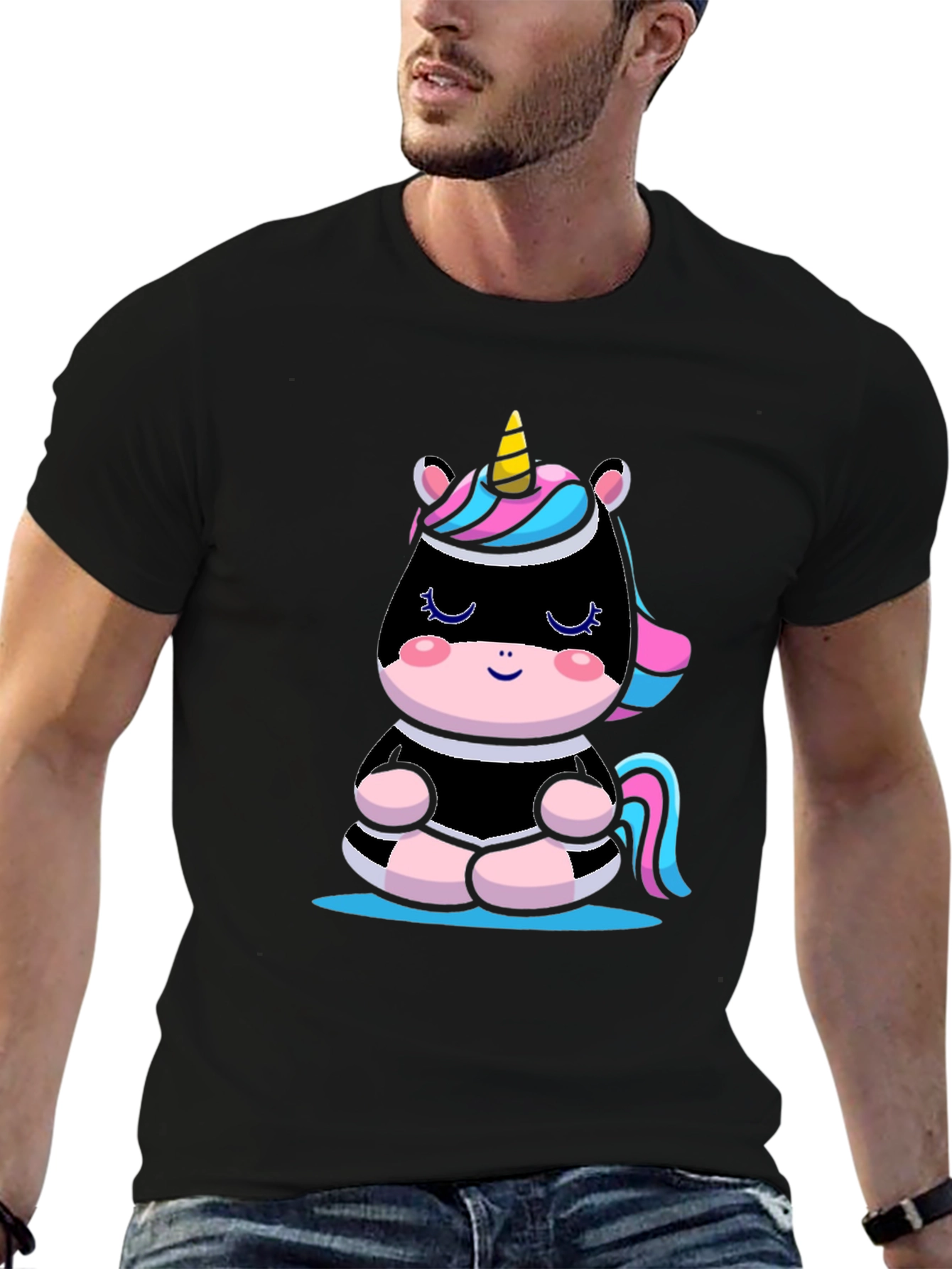 Meditating Unicorn T-Shirt - Black