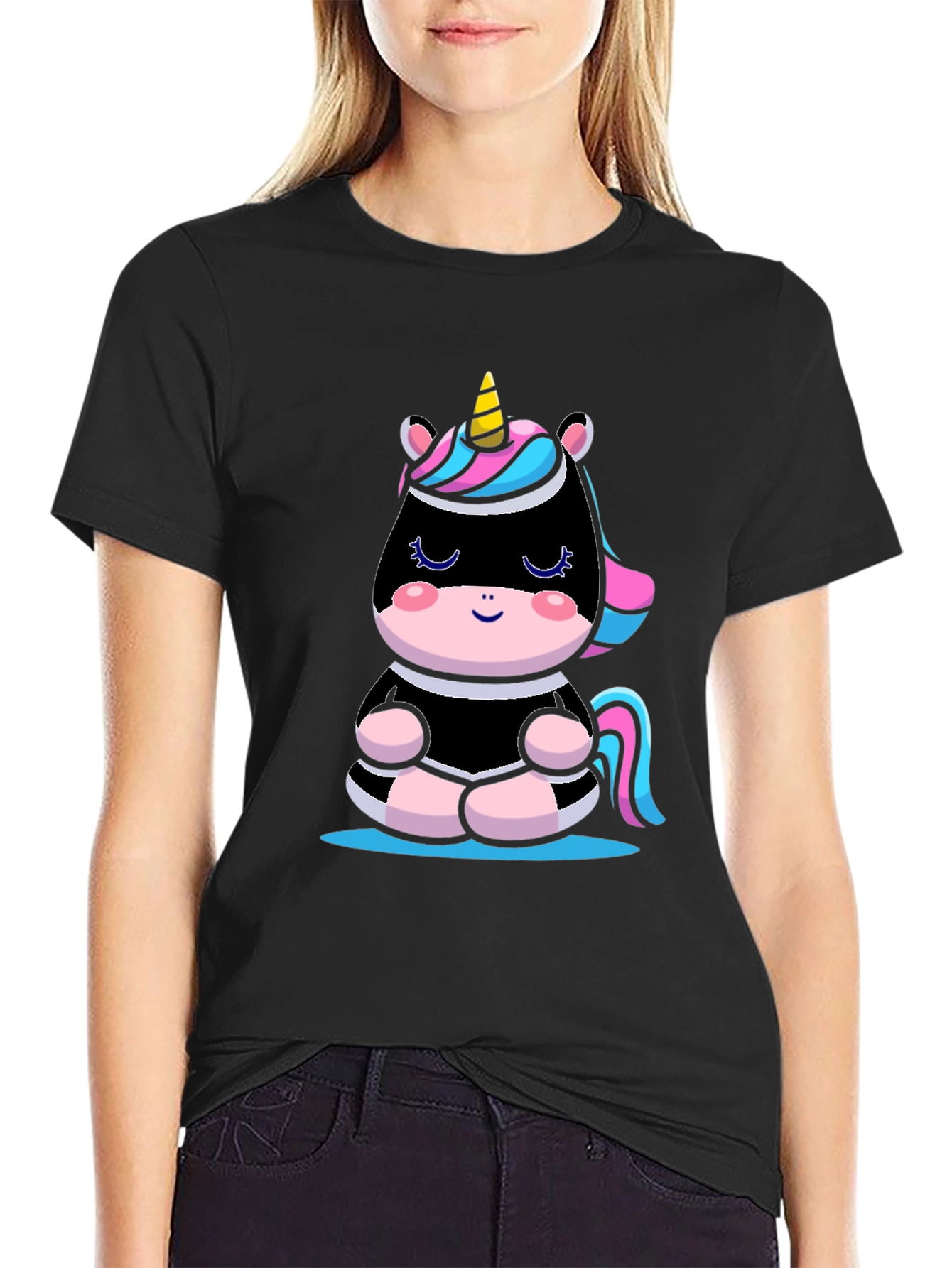 Meditating Unicorn T-Shirt - Black