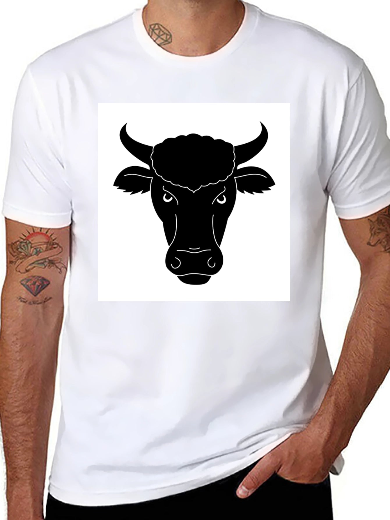 Black Bull Head Graphic T-Shirt