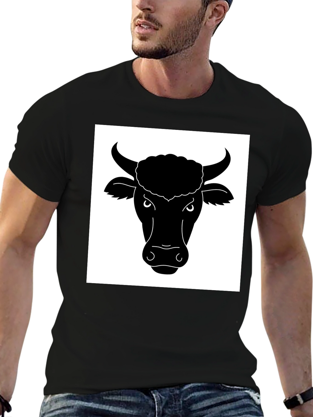 Black Bull Head Graphic T-Shirt