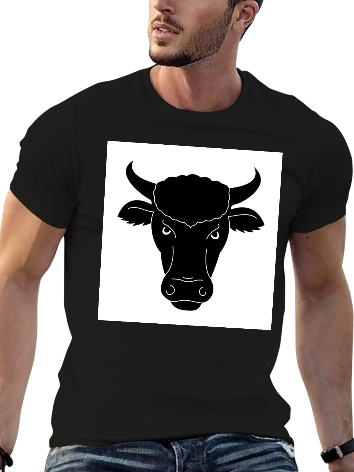 Black Bull Head Graphic T-Shirt