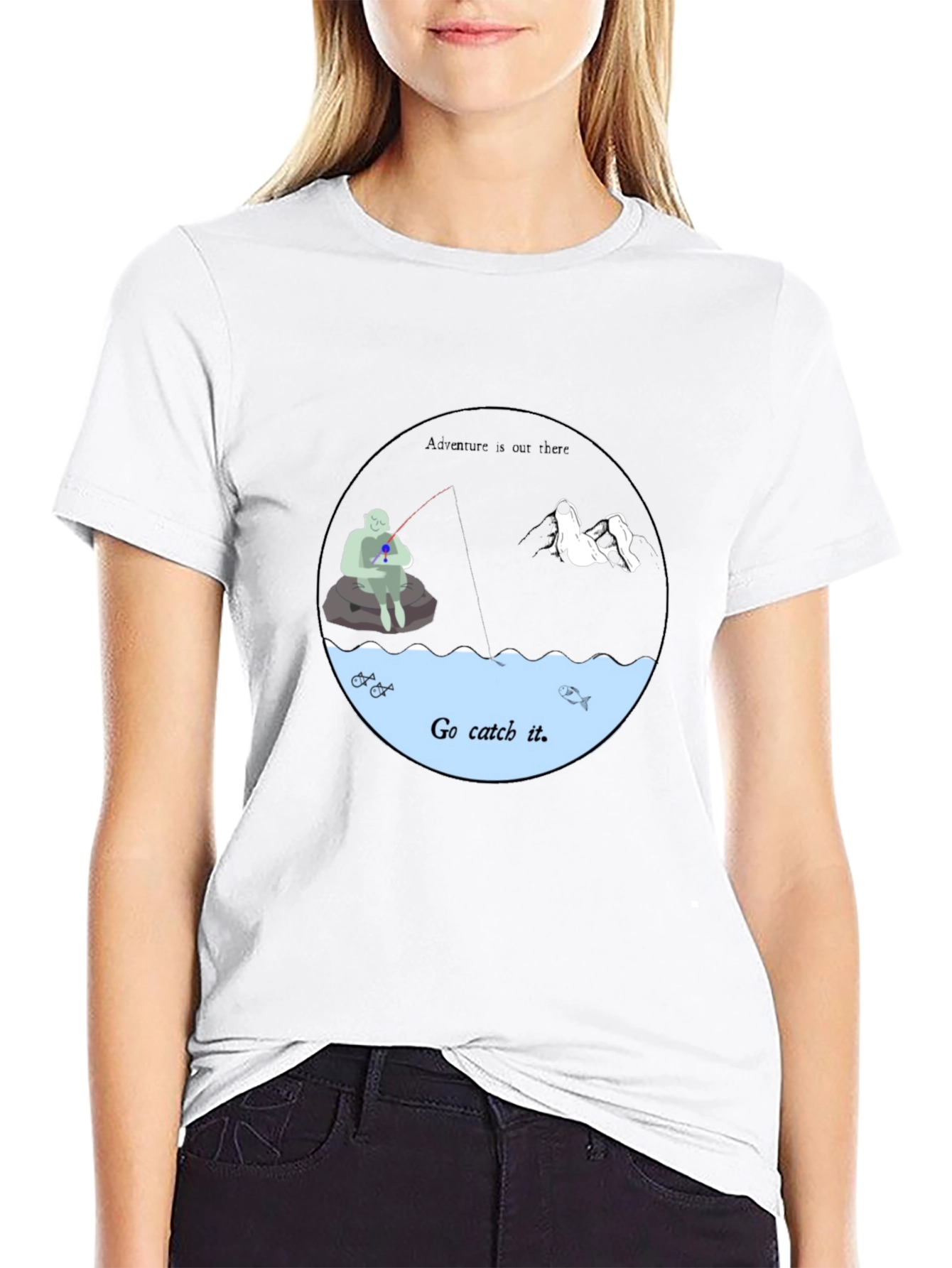Go Catch It Graphic Tee - Black Cotton T-Shirt
