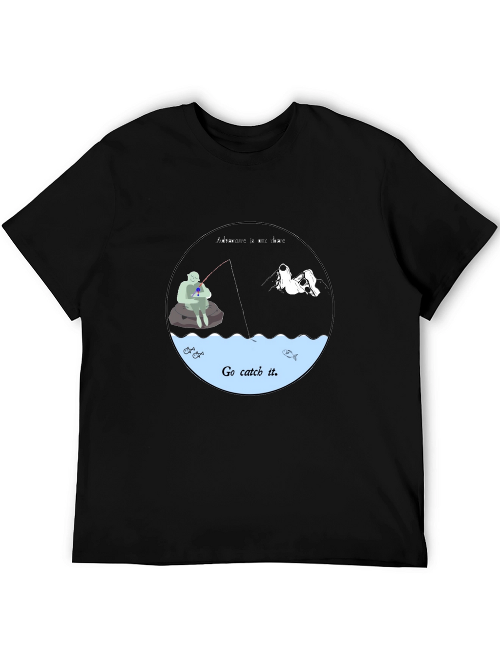 Go Catch It Graphic Tee - Black Cotton T-Shirt