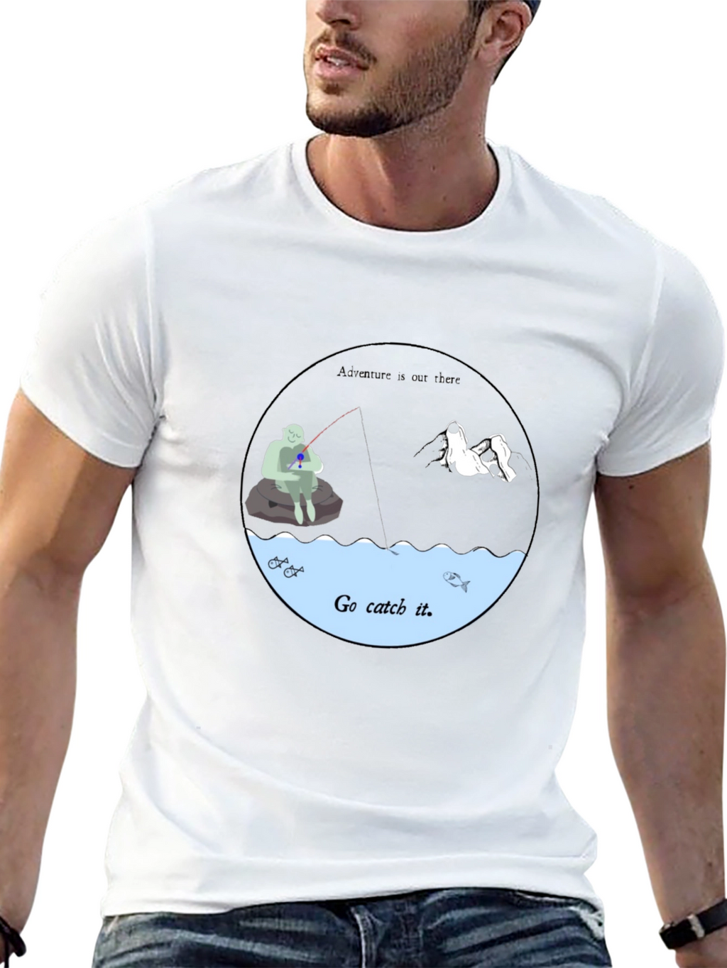 Go Catch It Graphic Tee - Black Cotton T-Shirt