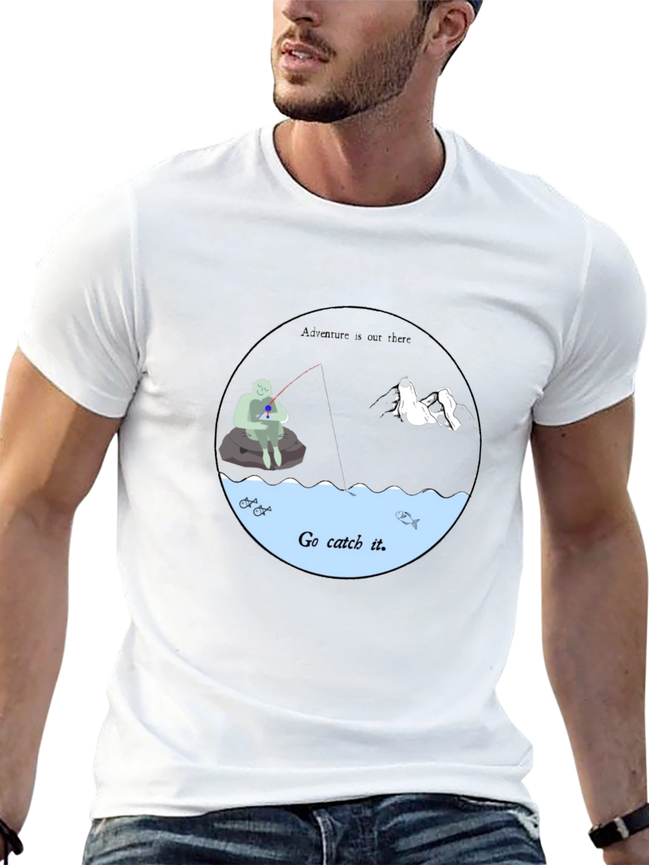 Go Catch It Graphic Tee - Black Cotton T-Shirt