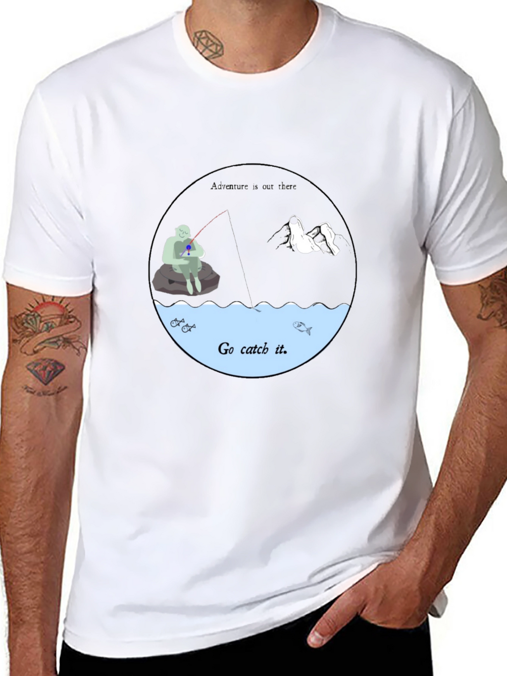 Go Catch It Graphic Tee - Black Cotton T-Shirt