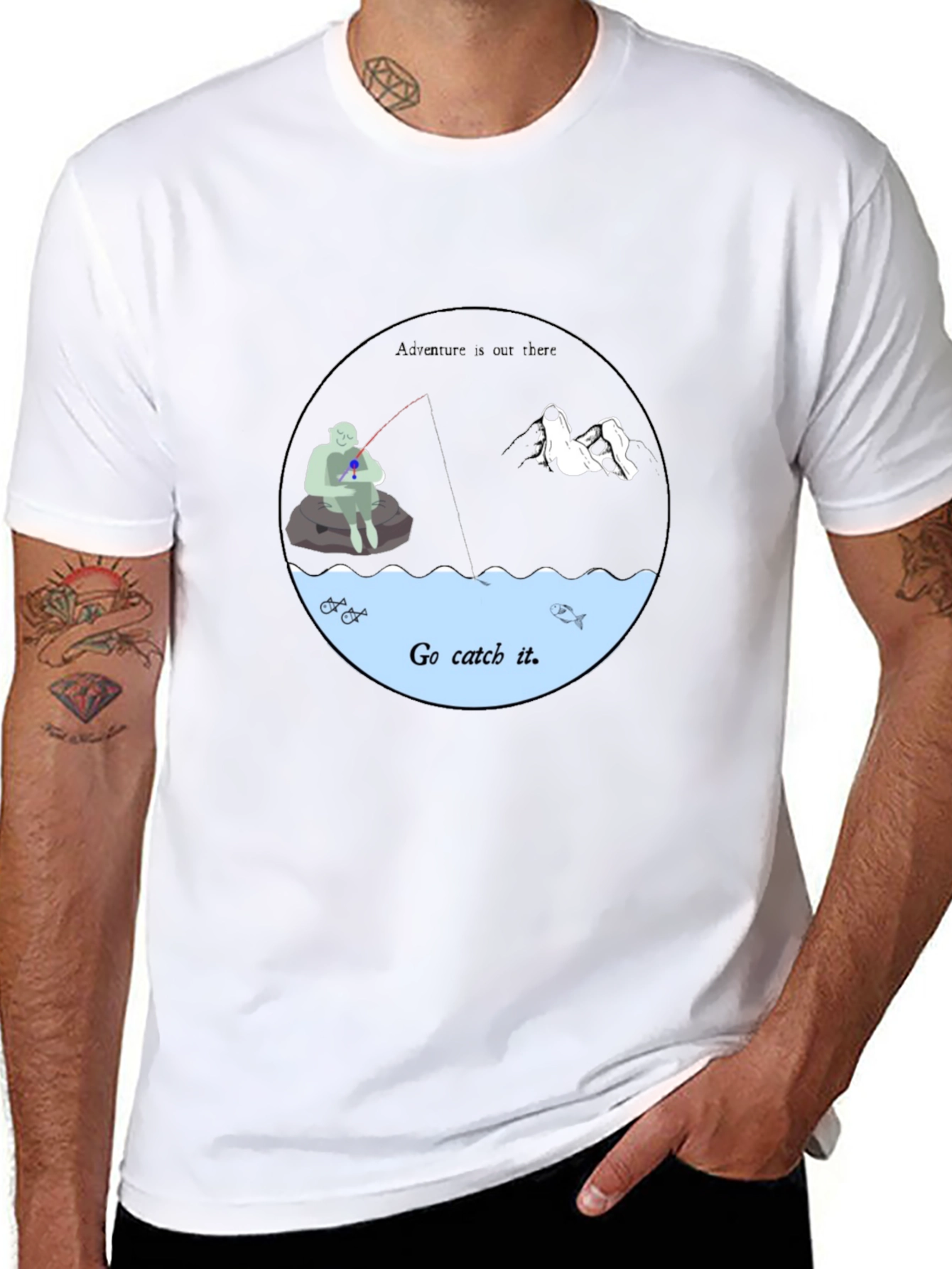 Go Catch It Graphic Tee - Black Cotton T-Shirt