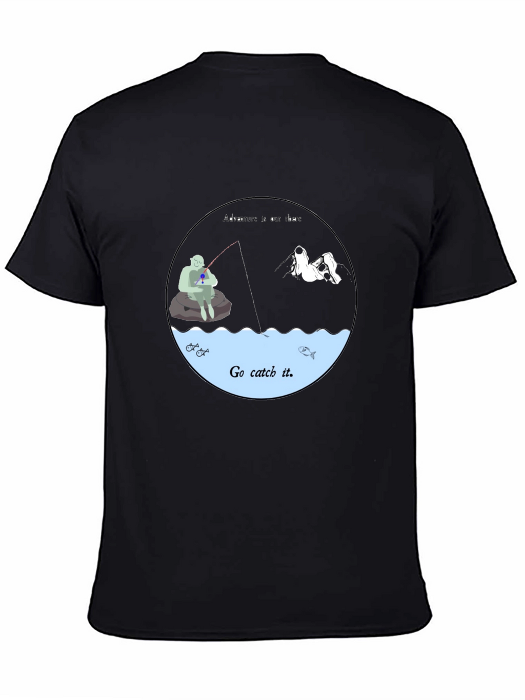 Go Catch It Graphic Tee - Black Cotton T-Shirt