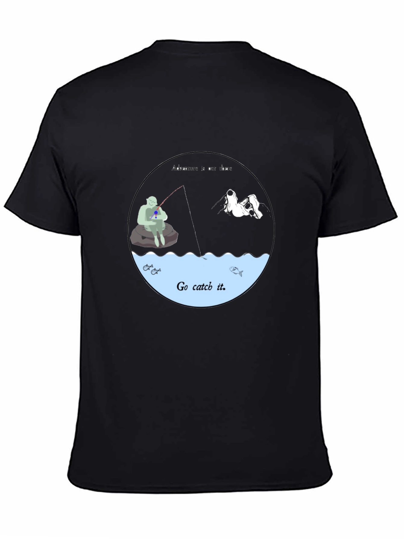 Go Catch It Graphic Tee - Black Cotton T-Shirt