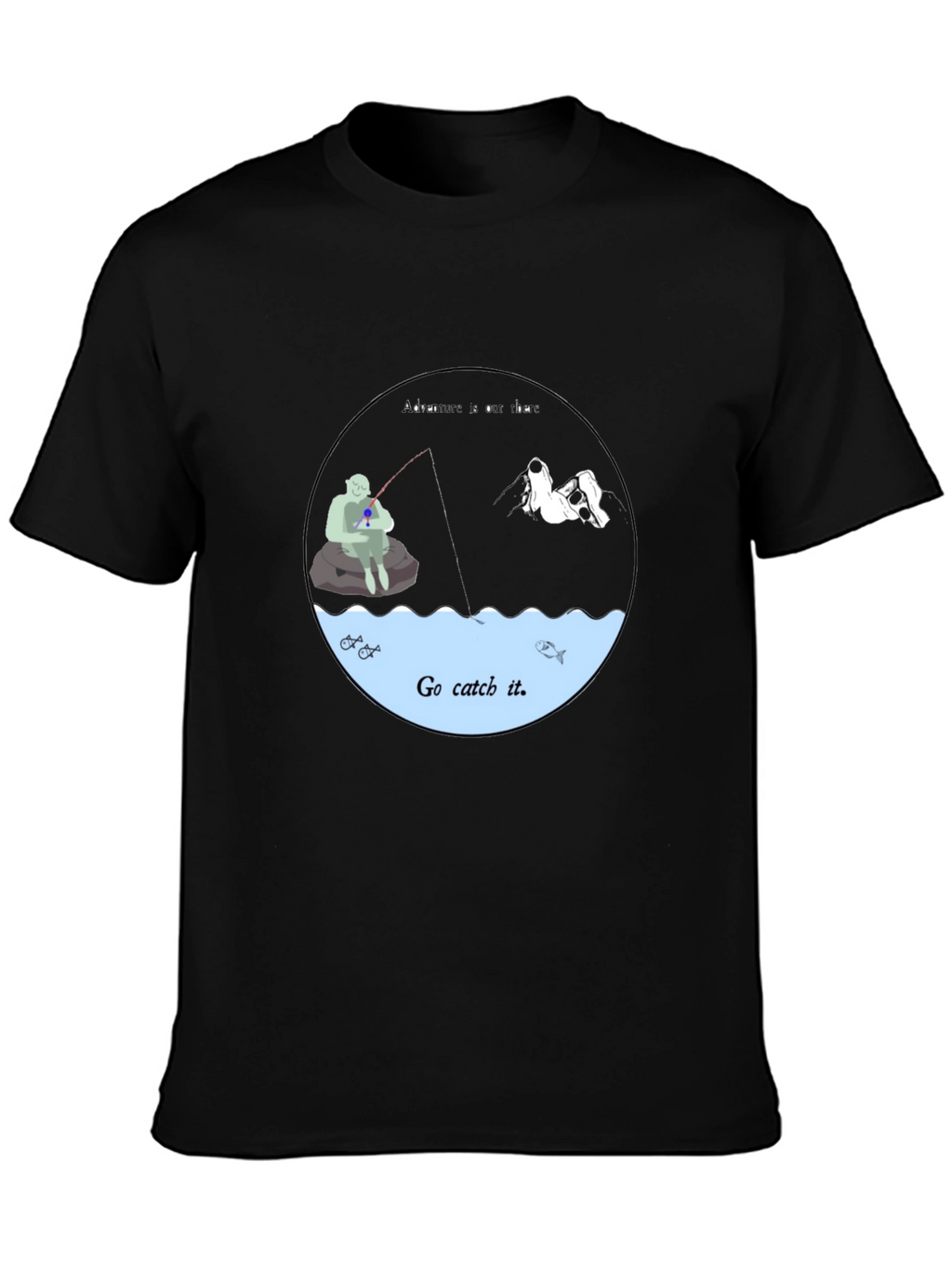 Go Catch It Graphic Tee - Black Cotton T-Shirt