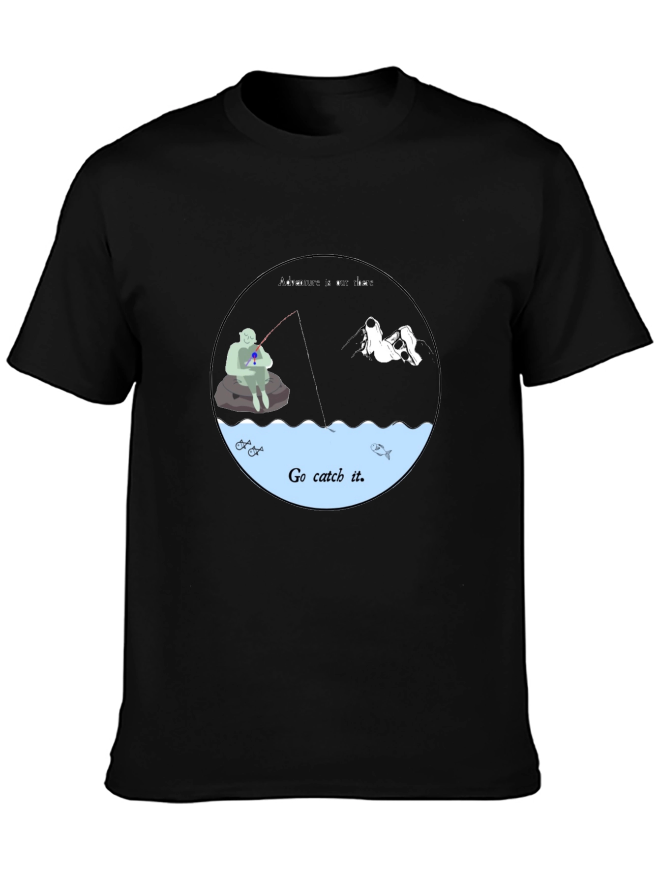 Go Catch It Graphic Tee - Black Cotton T-Shirt