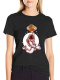 Astronaut Dunking Planet T-Shirt - Space Lover Tee