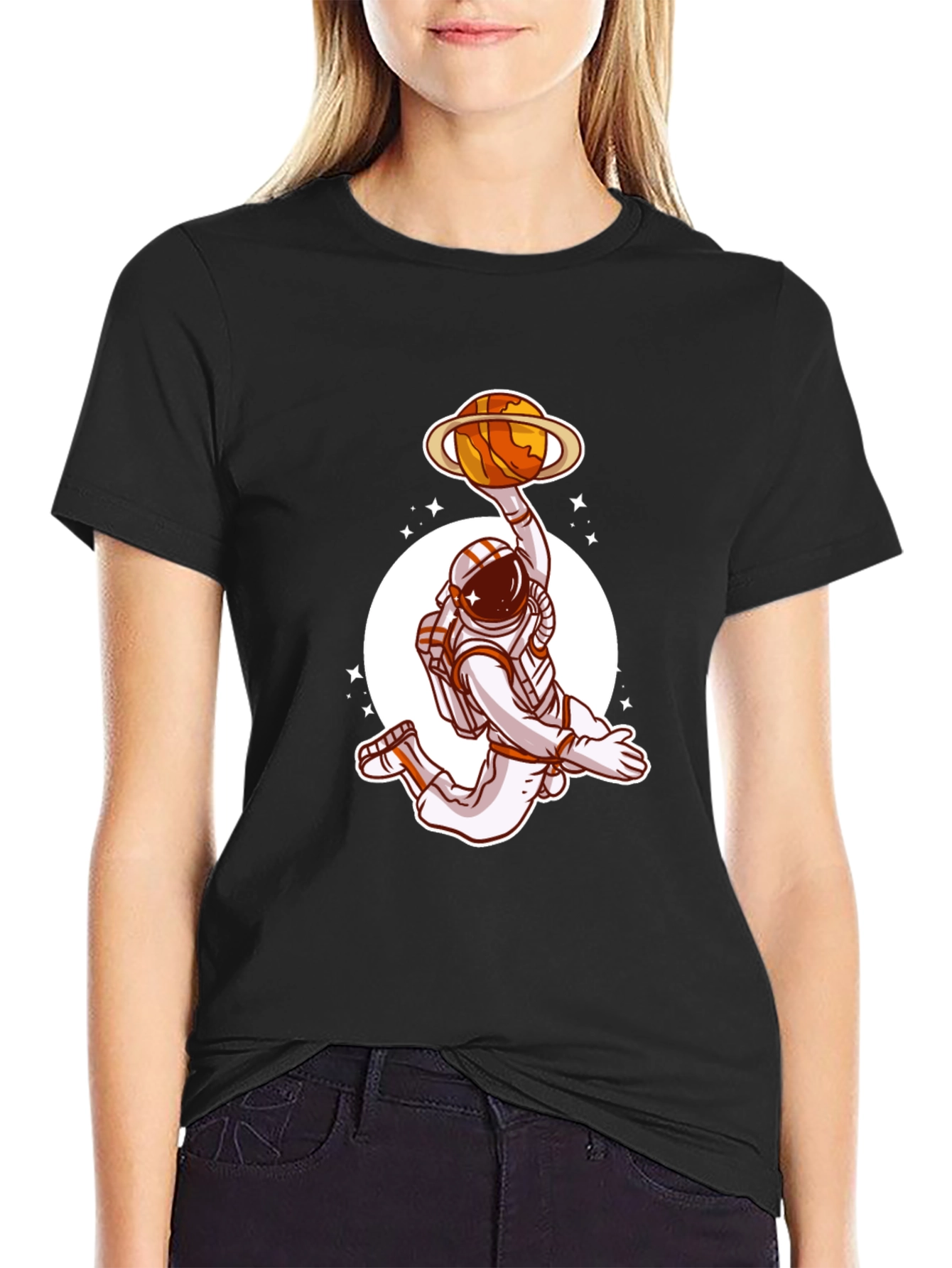 Astronaut Dunking Planet T-Shirt - Space Lover Tee