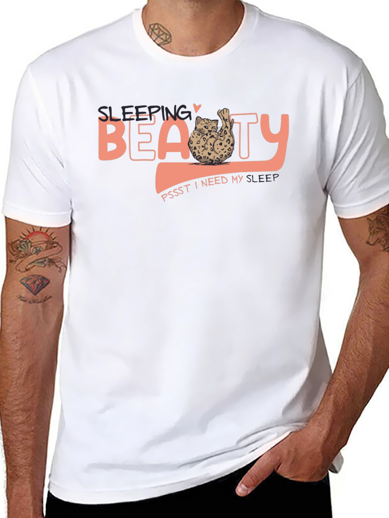 Sleeping Beauty Cat T-Shirt - Soft Black Tee