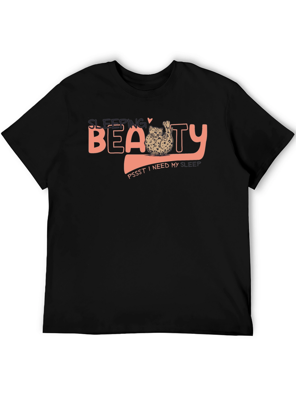 Sleeping Beauty Cat T-Shirt - Soft Black Tee