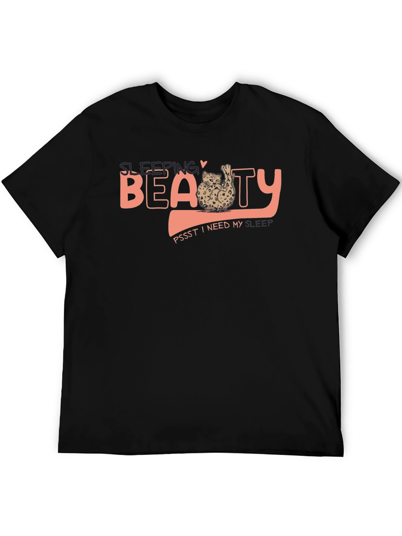 Sleeping Beauty Cat T-Shirt - Soft Black Tee