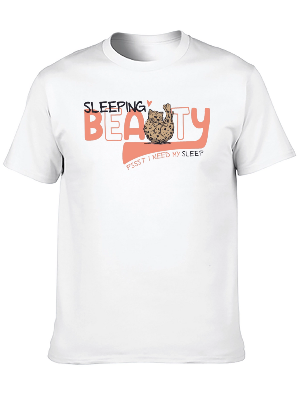 Sleeping Beauty Cat T-Shirt - Soft Black Tee