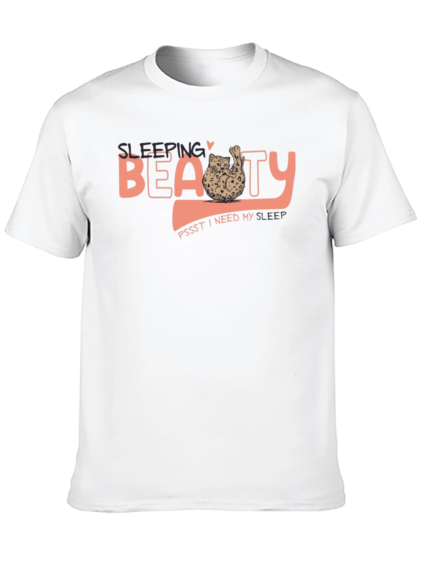 Sleeping Beauty Cat T-Shirt - Soft Black Tee