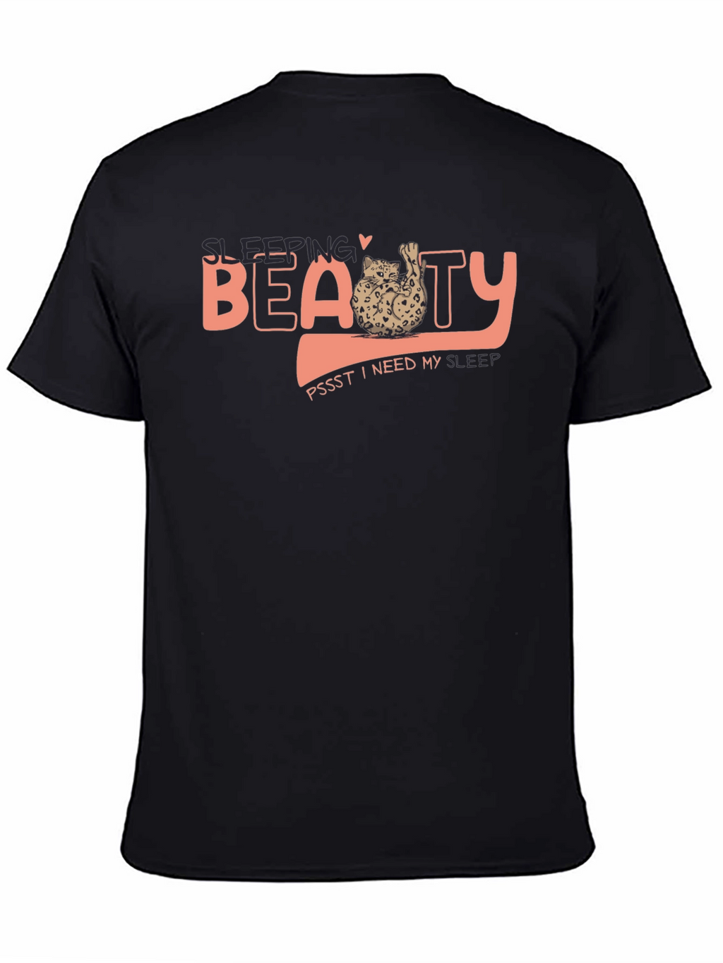 Sleeping Beauty Cat T-Shirt - Soft Black Tee