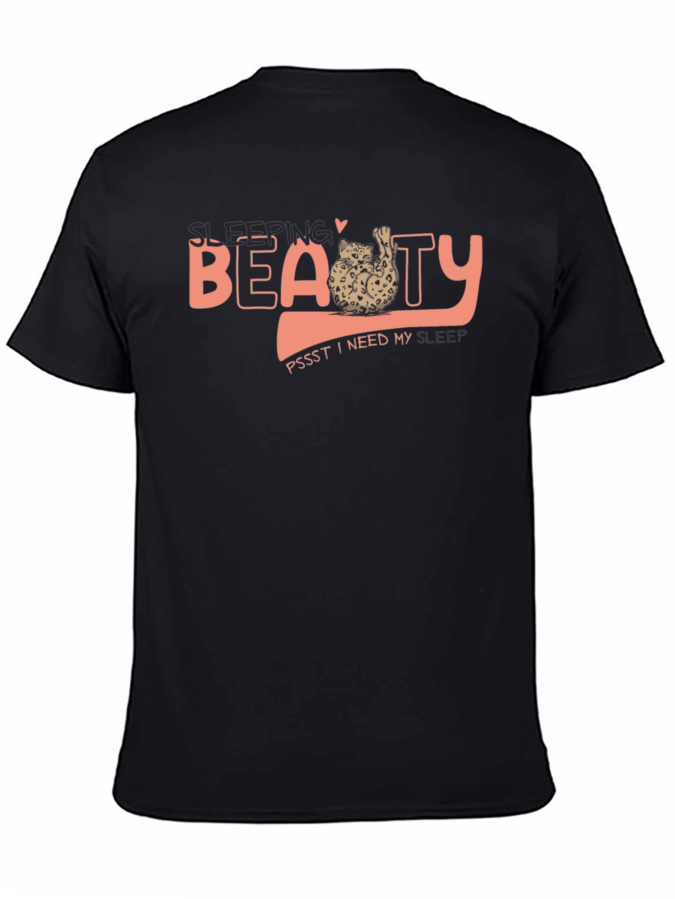 Sleeping Beauty Cat T-Shirt - Soft Black Tee