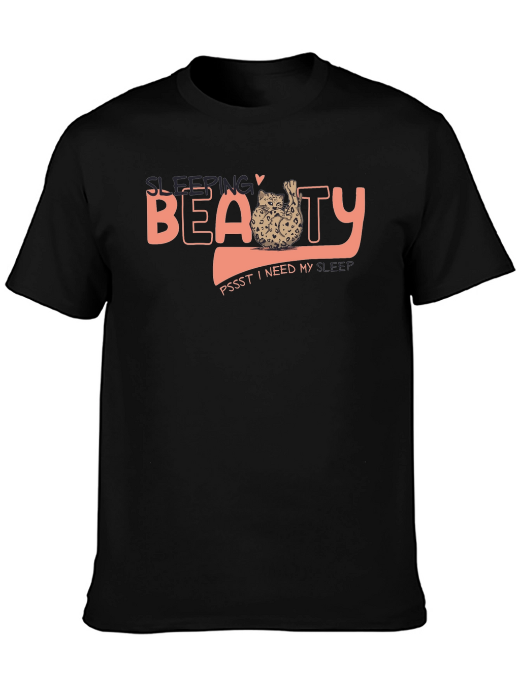 Sleeping Beauty Cat T-Shirt - Soft Black Tee