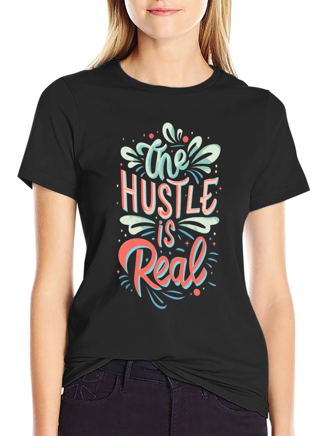 The Hustle Is Real Graphic Tee - Stylish Cotton Blend