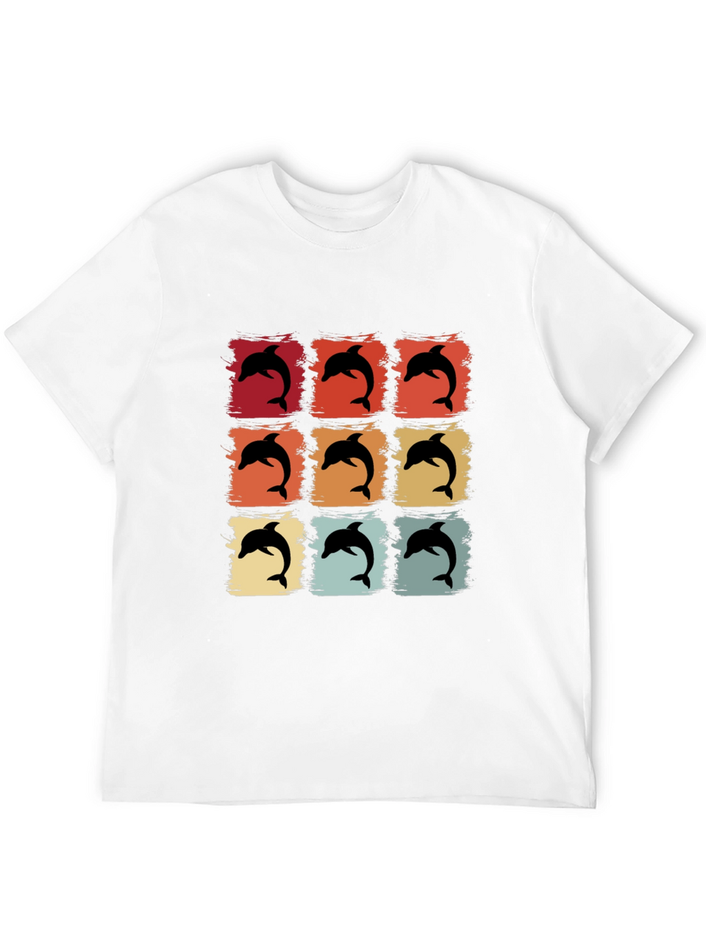 Retro Dolphin Graphic Print Crew Neck Tee