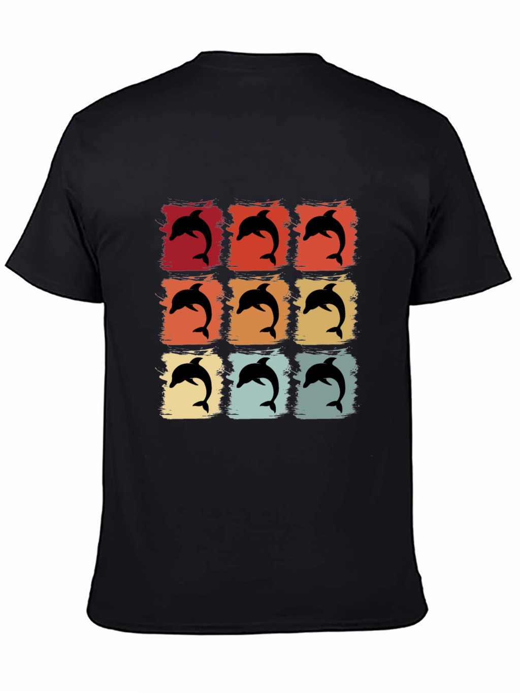 Retro Dolphin Graphic Print Crew Neck Tee