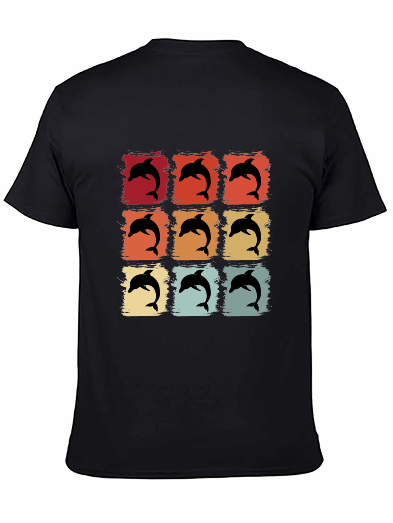 Retro Dolphin Graphic Print Crew Neck Tee