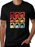 Retro Dolphin Graphic Print Crew Neck Tee