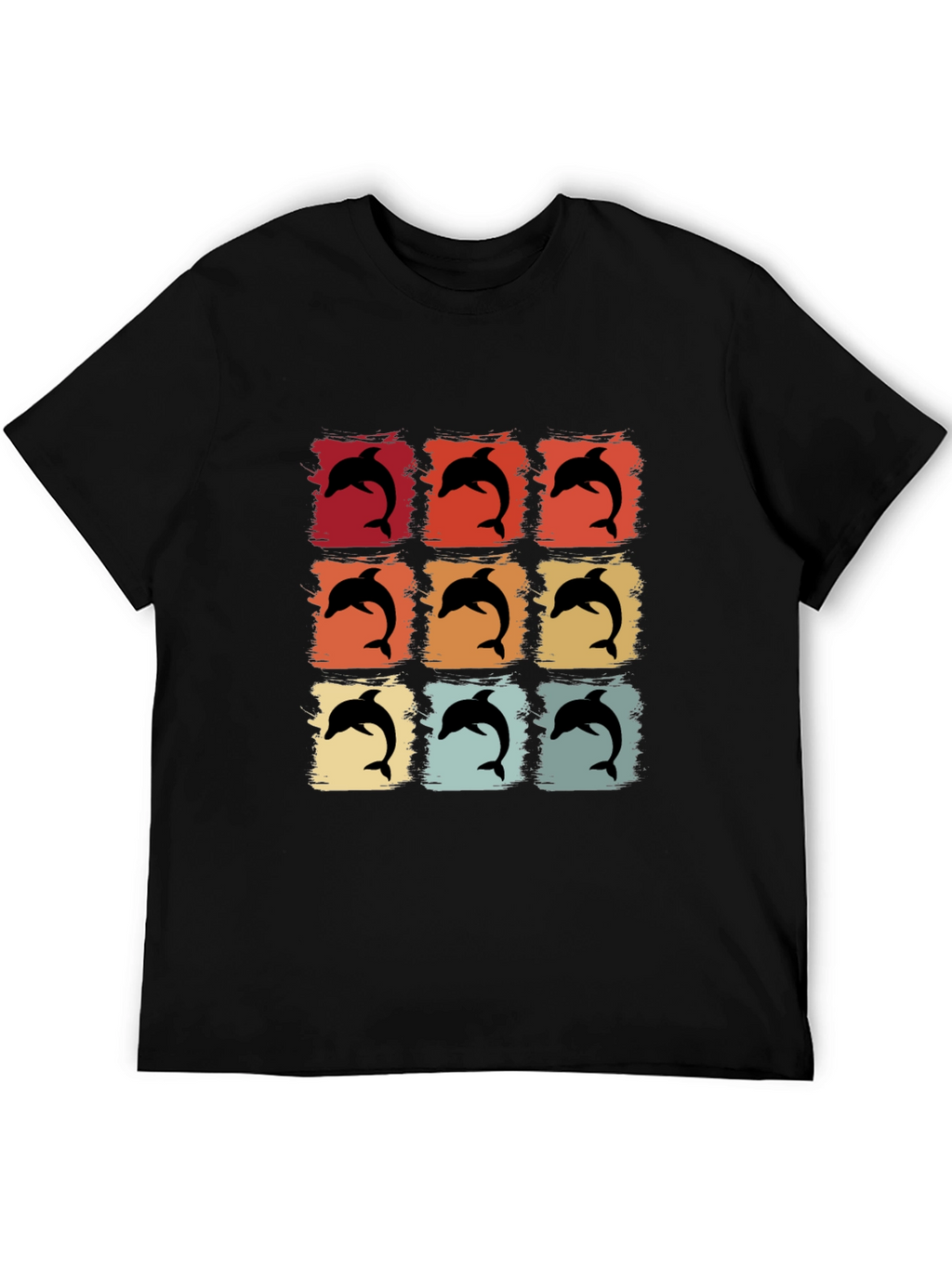 Retro Dolphin Graphic Print Crew Neck Tee