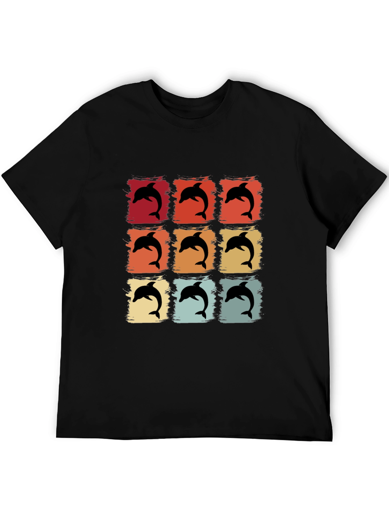 Retro Dolphin Graphic Print Crew Neck Tee