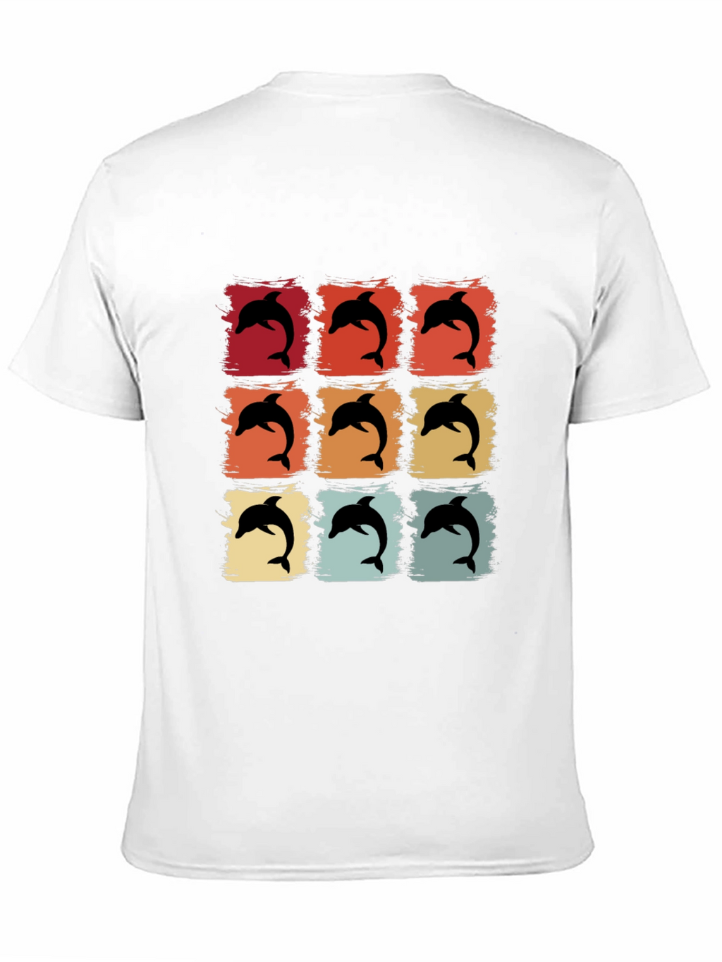 Retro Dolphin Graphic Print Crew Neck Tee