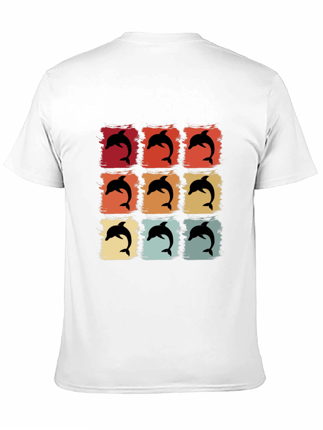 Retro Dolphin Graphic Print Crew Neck Tee