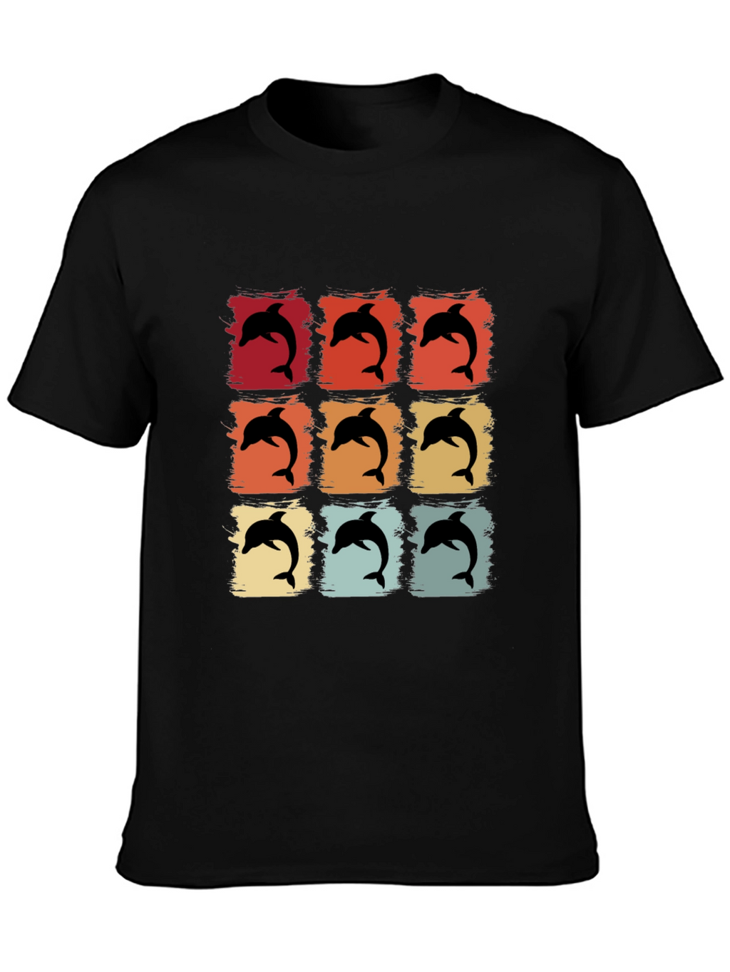 Retro Dolphin Graphic Print Crew Neck Tee