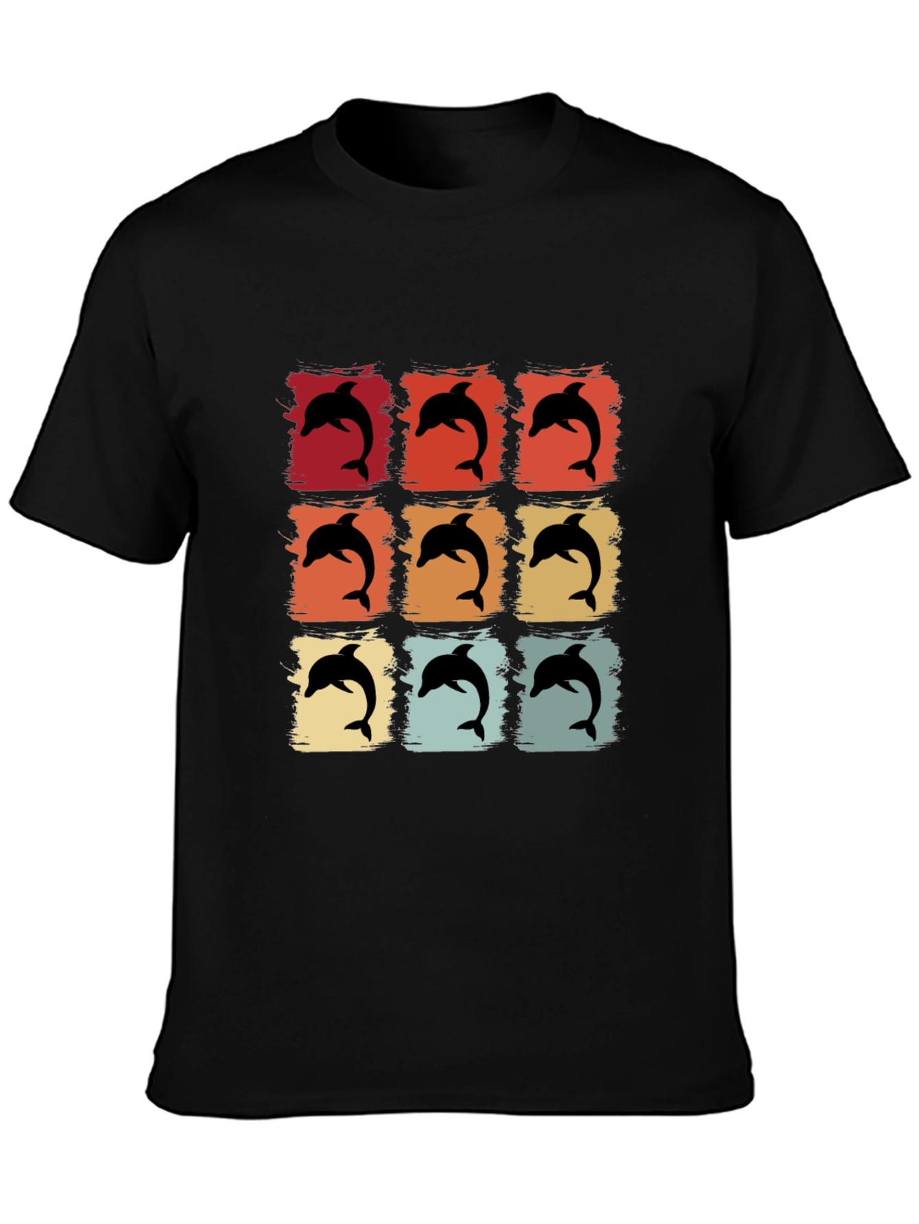 Retro Dolphin Graphic Print Crew Neck Tee