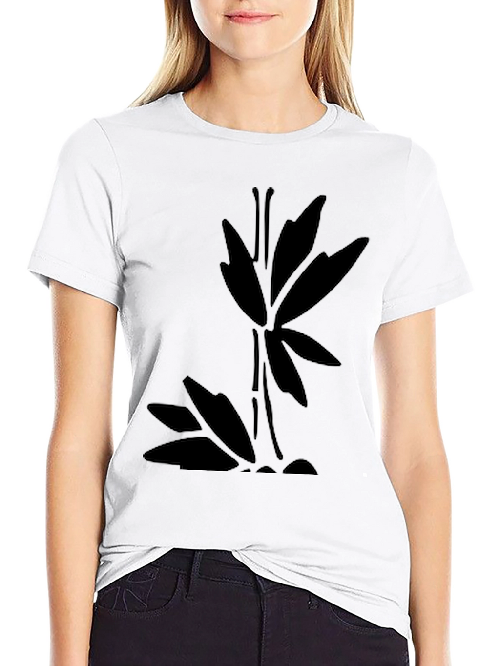 Minimalist Bamboo Graphic Black T-Shirt