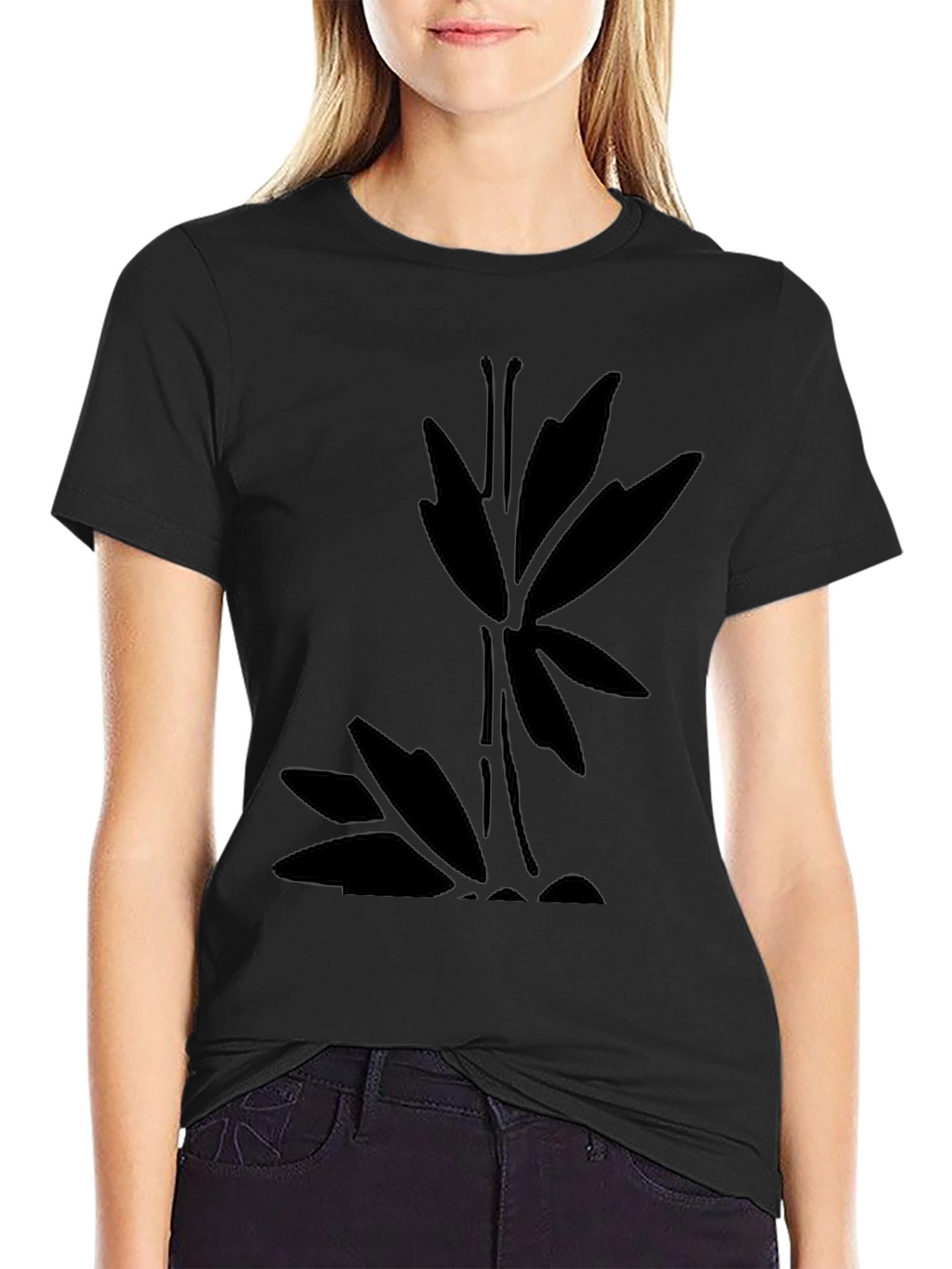 Minimalist Bamboo Graphic Black T-Shirt
