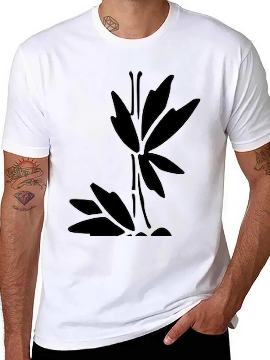 Minimalist Bamboo Graphic Black T-Shirt