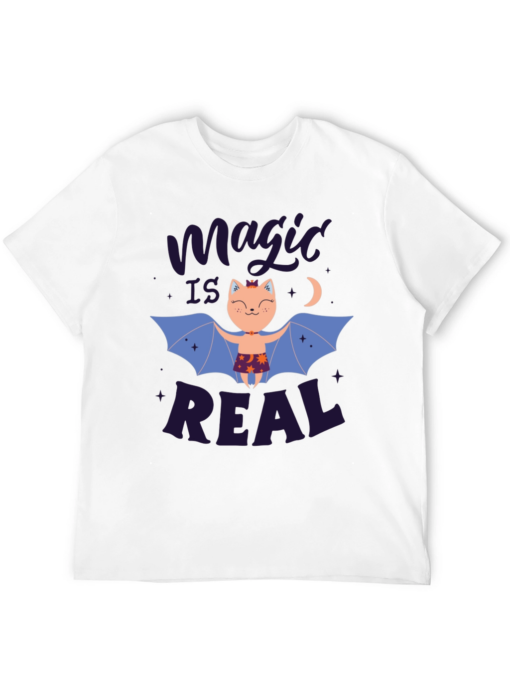 Magic is Real Bat Cat Black T-Shirt