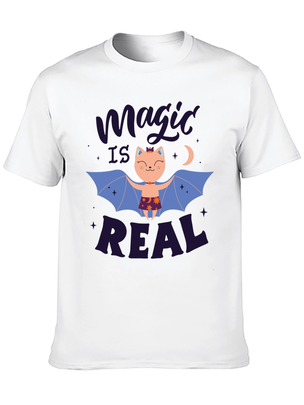 Magic is Real Bat Cat Black T-Shirt