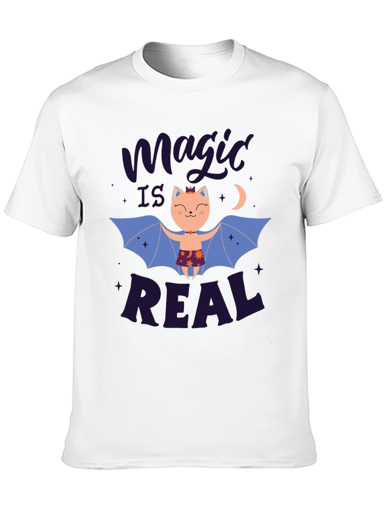 Magic is Real Bat Cat Black T-Shirt