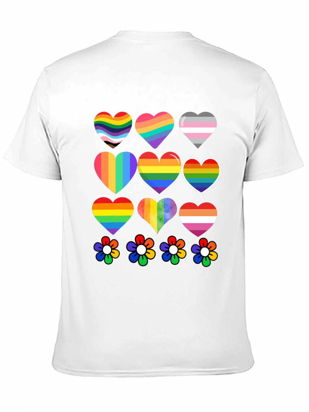 Pride Hearts & Flowers T-Shirt - Black LGBT Tee