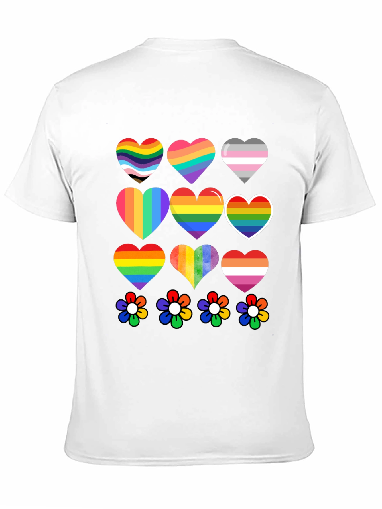 Pride Hearts & Flowers T-Shirt - Black LGBT Tee