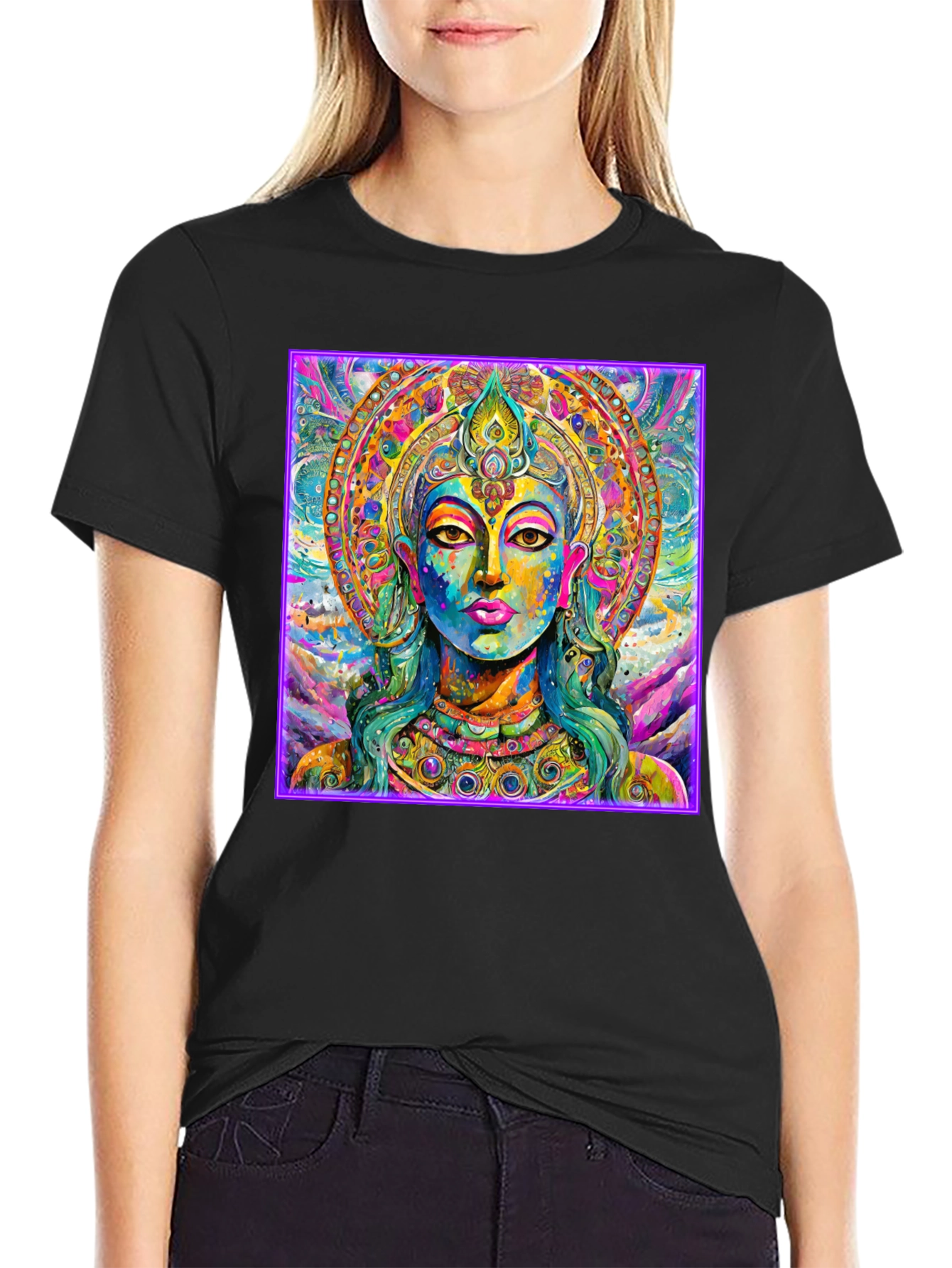 Vibrant Buddha Graphic T-Shirt