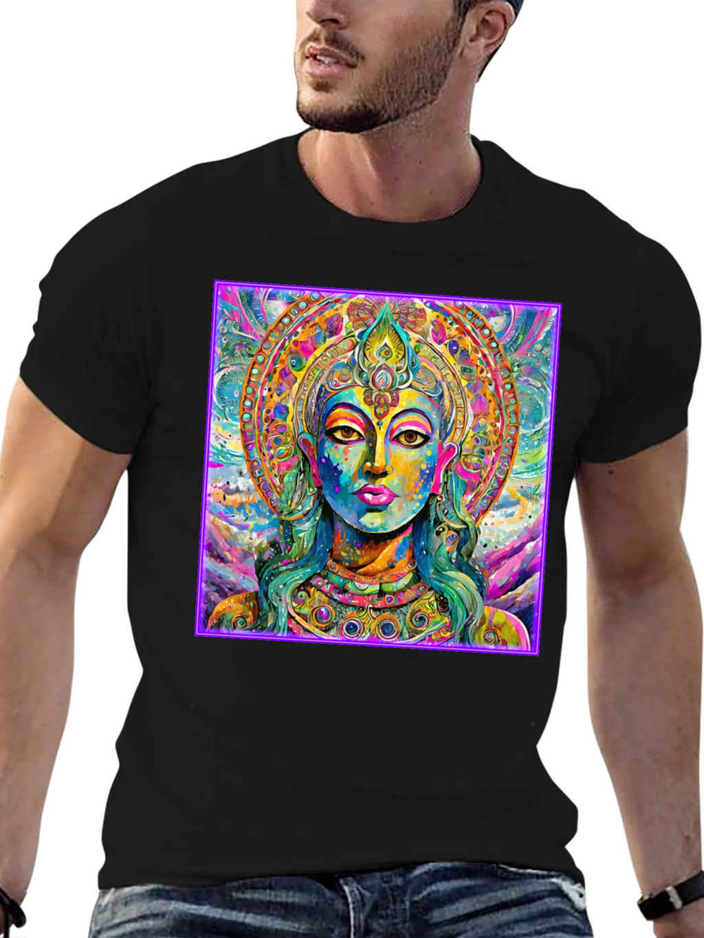 Vibrant Buddha Graphic T-Shirt