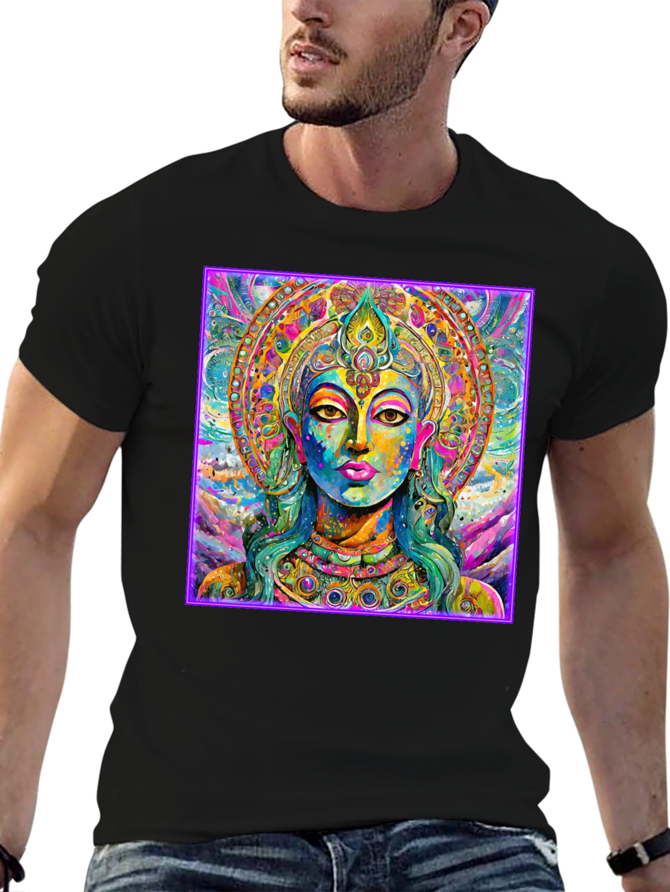 Vibrant Buddha Graphic T-Shirt